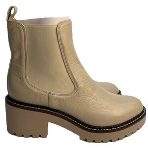 Nordstrom Boots Nomiah Lea Chelsea Sz 9M Ivory Water Resist Leather Boot NWOB